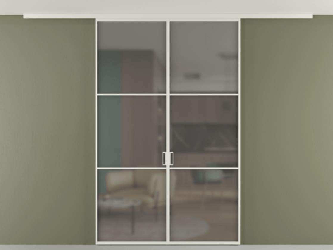 Перегородка Formato вдоль стены на потолок двустворчатая #VENDORCODE# #FURNISH# #GLASS# Цена #PRICE#  | Volhovec