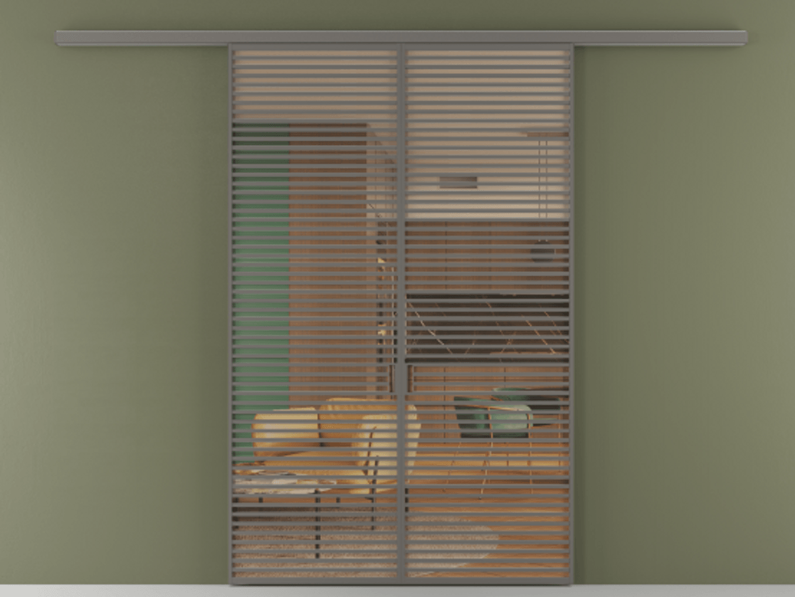 Перегородка Formato вдоль стены 2 створки АЛПР 040.07 Алюминий классический серый Прозрачное оранжевое стекло, триплекс Цена 2677000 ₸ | Volhovec