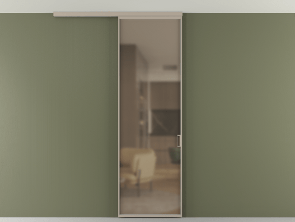 Перегородка Formato вдоль стены на потолок одностворчатая #VENDORCODE# #FURNISH# #GLASS# Цена #PRICE# #CURRENCY# | Volhovec