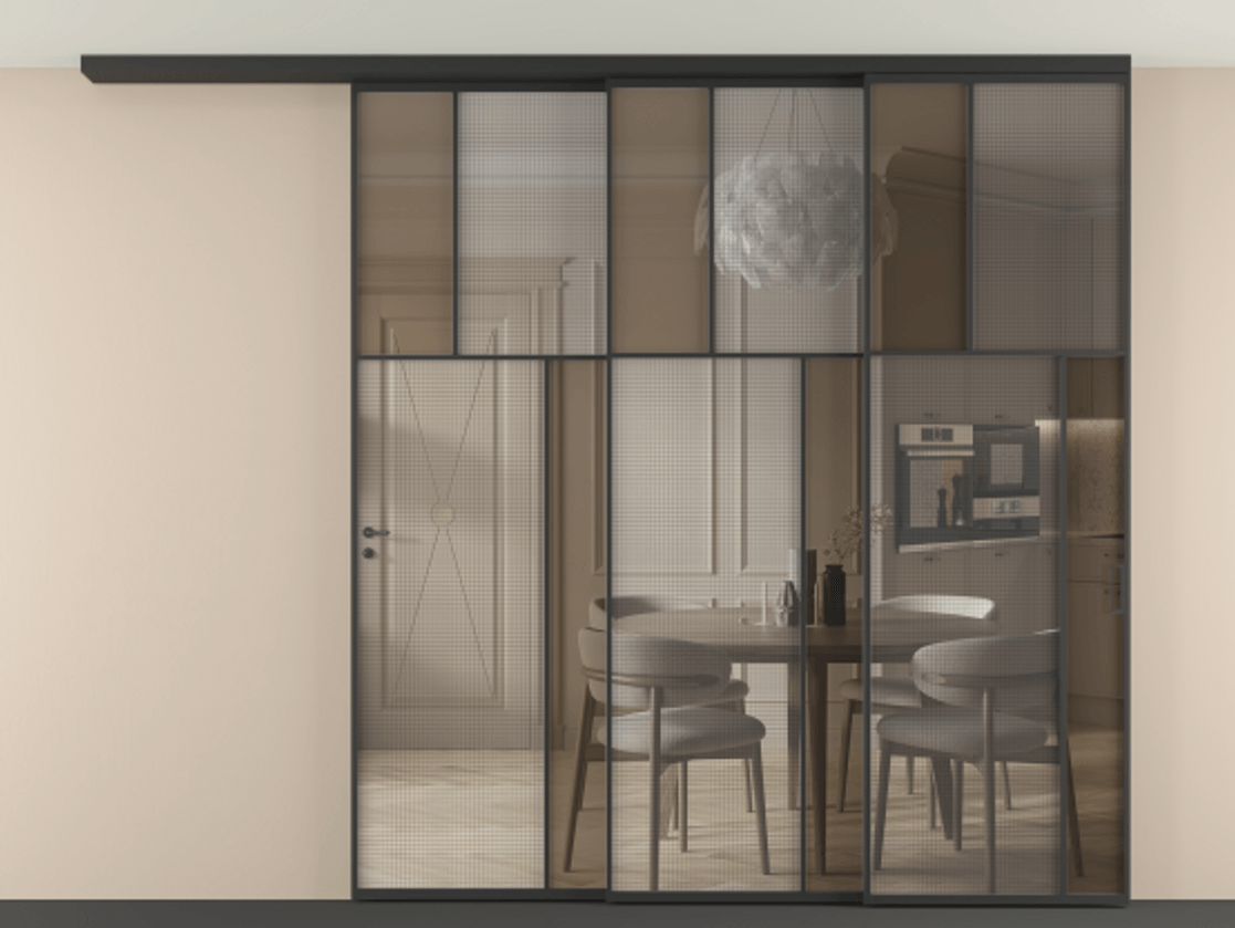 Перегородка Mosaic вдоль стены телескопик синхро-3 #VENDORCODE# #FURNISH# #GLASS# Цена #PRICE#  | Volhovec