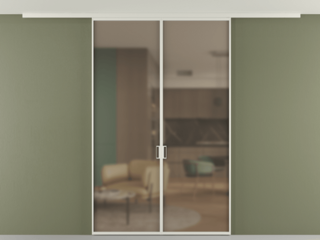 Перегородка Formato вдоль стены на потолок двустворчатая #VENDORCODE# #FURNISH# #GLASS# Цена #PRICE#  | Volhovec