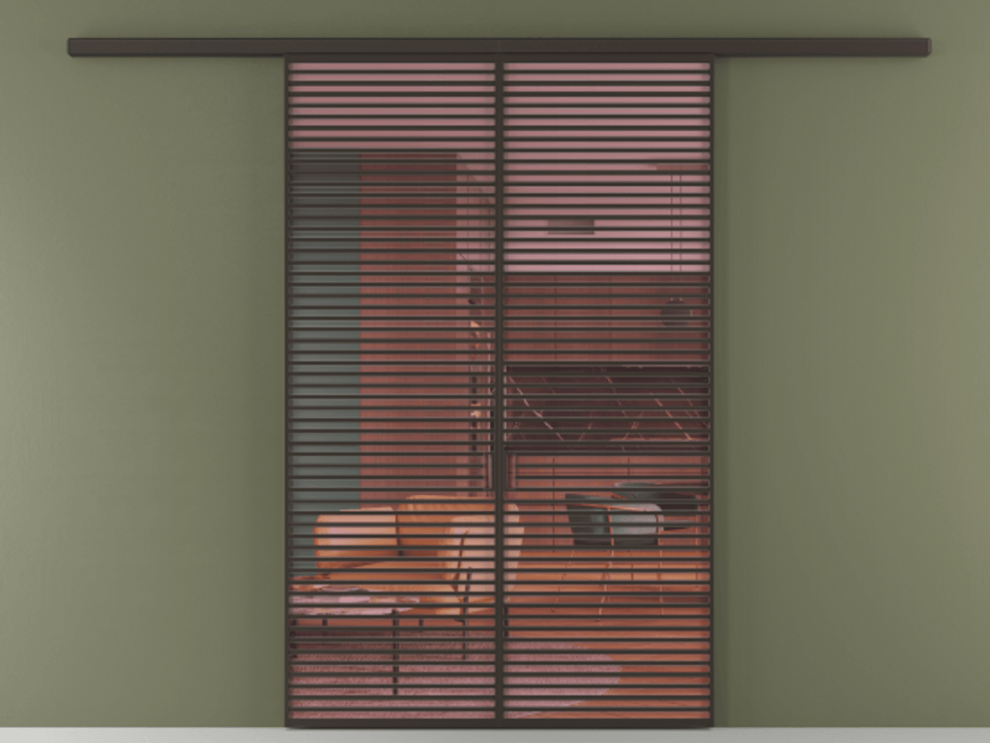 Перегородка Formato вдоль стены 2 створки АЛПР 040.07 Алюминий антрацит Прозрачное розовое стекло, триплекс Цена 2244900 ₸ | Volhovec