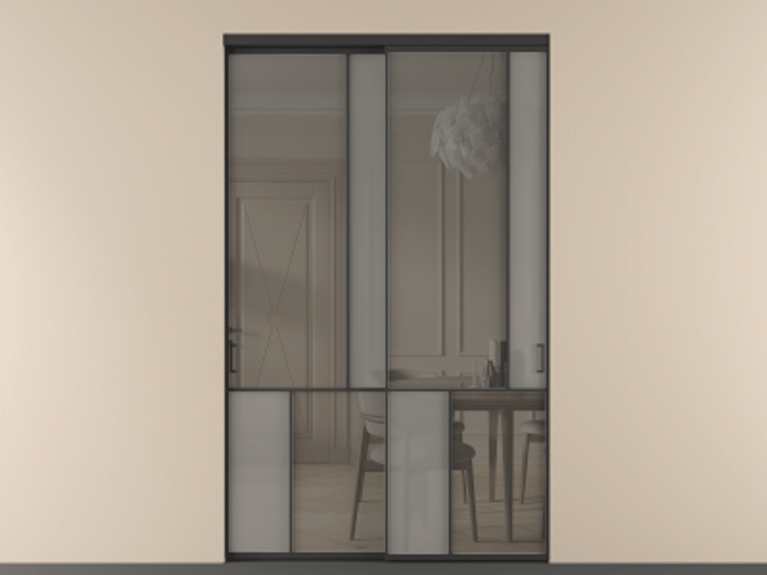 Перегородка Мозаик внутри проёма 2 створки АЛПР 041.21 Алюминий Черный Сатинированное серое стекло, триплекс, 6 мм + Прозрачное серое стекло, триплекс. Скрытый короб ЧЕР Цена 3557585 ₸ . Фабрика дверей Волховец 8 (800) 551 43 19 Перегородка Мозаик внутри проёма 2 створки АЛПР 041.21 Алюминий Черный Сатинированное серое стекло, триплекс, 6 мм + Прозрачное серое стекло, триплекс Цена 3557585 ₸ | Volhovec