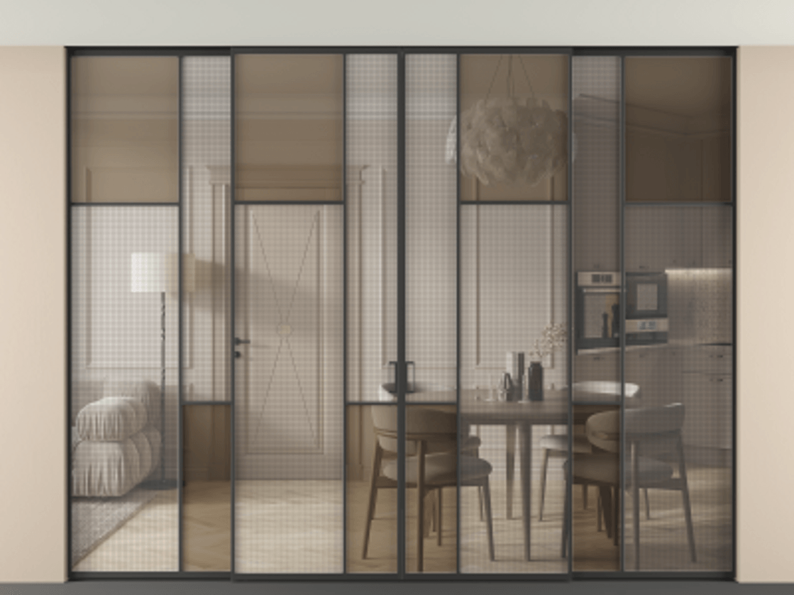 Перегородка Mosaic внутри проема четырёхстворчатая в потолок #VENDORCODE# #FURNISH# #GLASS# Цена #PRICE# #CURRENCY# | Volhovec
