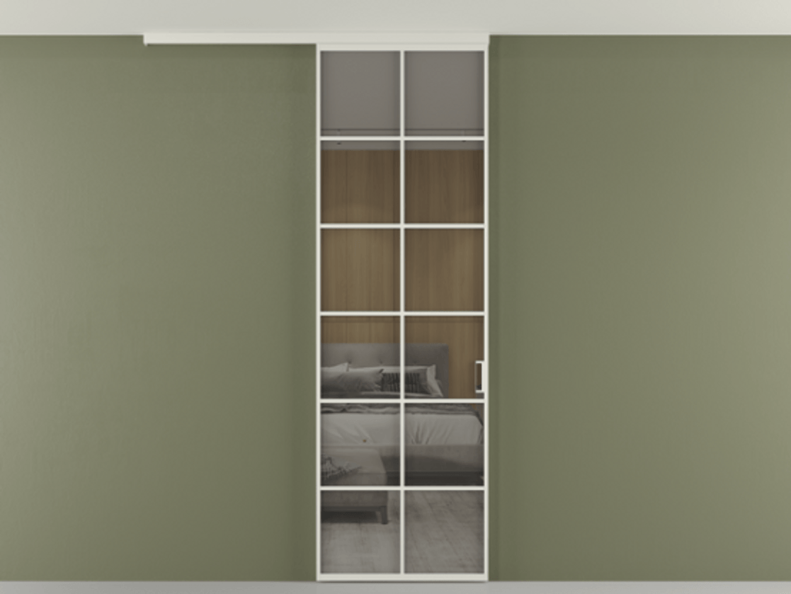 Перегородка Formato вдоль стены на потолок одностворчатая #VENDORCODE# #FURNISH# #GLASS# Цена #PRICE# #CURRENCY# | Volhovec