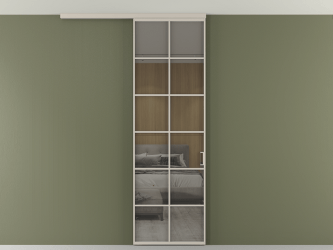 Перегородка Formato вдоль стены на потолок одностворчатая #VENDORCODE# #FURNISH# #GLASS# Цена #PRICE# #CURRENCY# | Volhovec