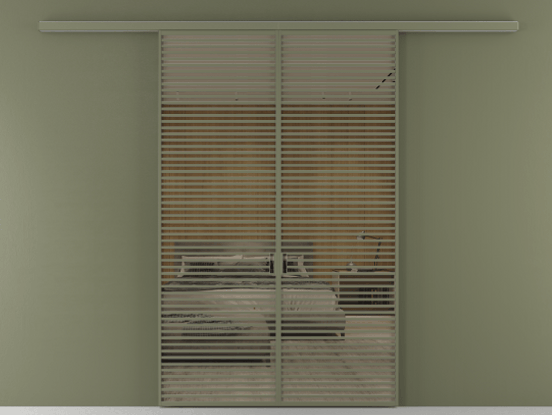 Перегородка Formato вдоль стены двустворчатая АЛПР 040.07 Алюминий оливковый тёмный Рефлективное бронзовое стекло "Stopsol", калёное Цена 2776800 ₸ | Volhovec