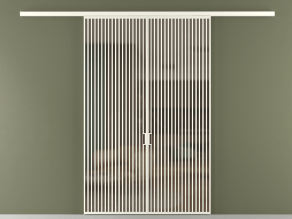 Перегородка Formato вдоль стены 2 створки АЛПР 040.06 Алюминий жемчужный Сатинированное бронзовое стекло, триплекс Цена 2244900 ₸ | Volhovec