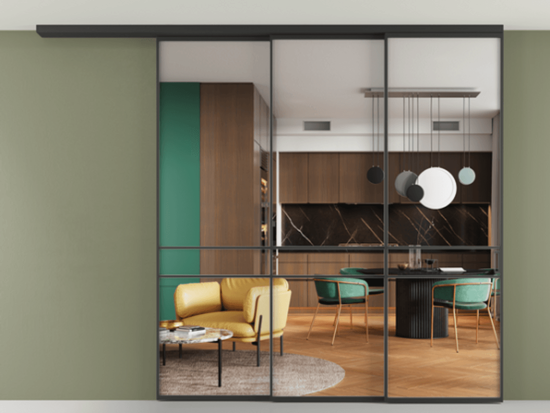 Перегородка Formato вдоль стены на потолок телескопик синхро 3 #VENDORCODE# #FURNISH# #GLASS# Цена #PRICE#  | Volhovec