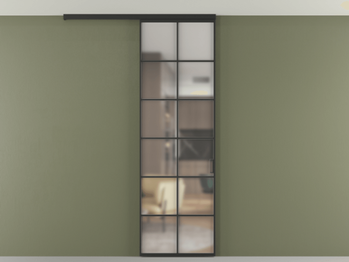 Перегородка Formato вдоль стены на потолок одностворчатая #VENDORCODE# #FURNISH# #GLASS# Цена #PRICE# #CURRENCY# | Volhovec