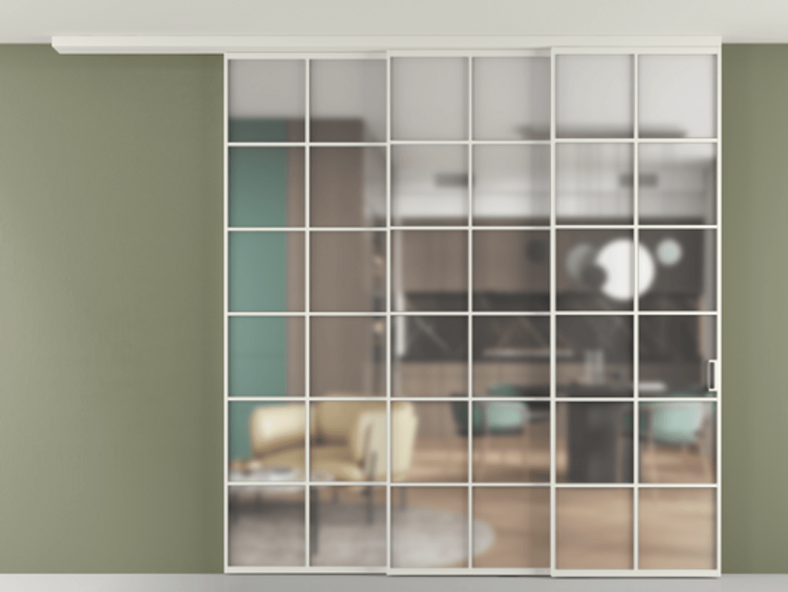 Перегородка Formato вдоль стены на потолок телескопик синхро 3 #VENDORCODE# #FURNISH# #GLASS# Цена #PRICE#  | Volhovec