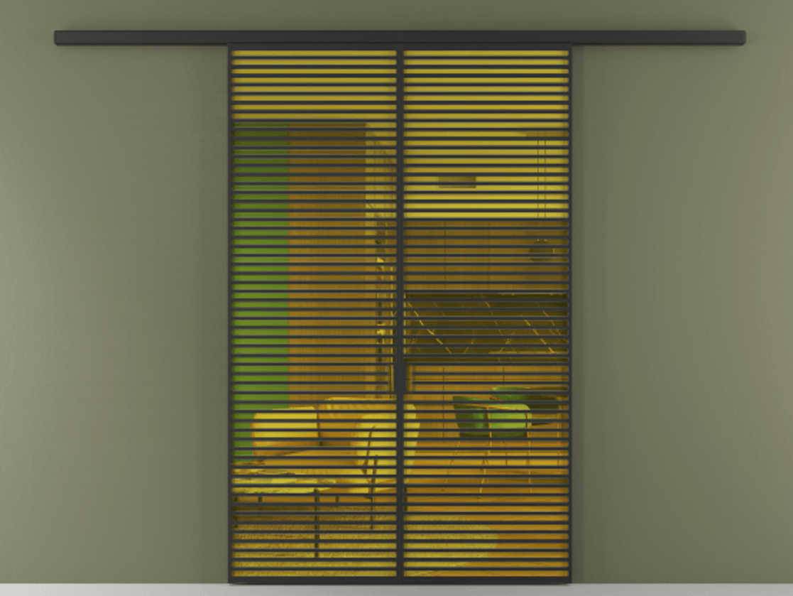 Перегородка Formato вдоль стены 2 створки АЛПР 040.07 Алюминий Черный Прозрачное жёлтое стекло, триплекс Цена 2148900 ₸ | Volhovec