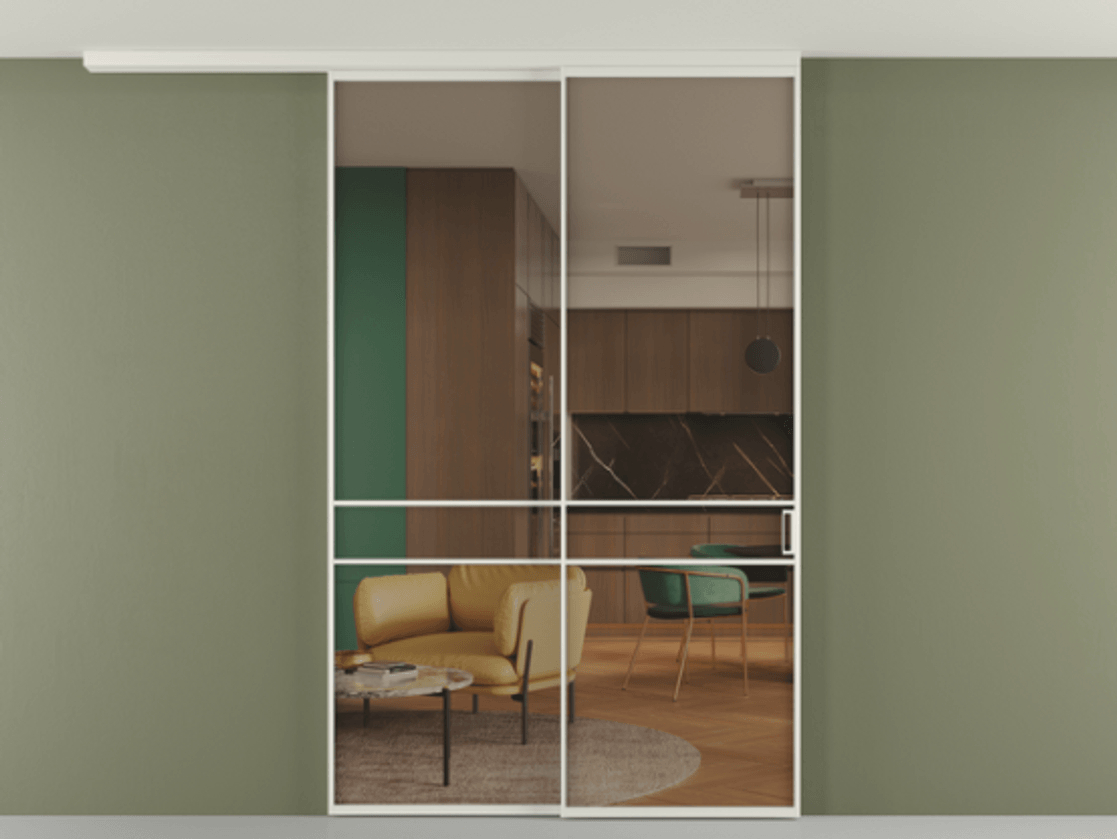 Перегородка Formato вдоль стены на потолок телескопик синхро 2 #VENDORCODE# #FURNISH# #GLASS# Цена #PRICE#  | Volhovec