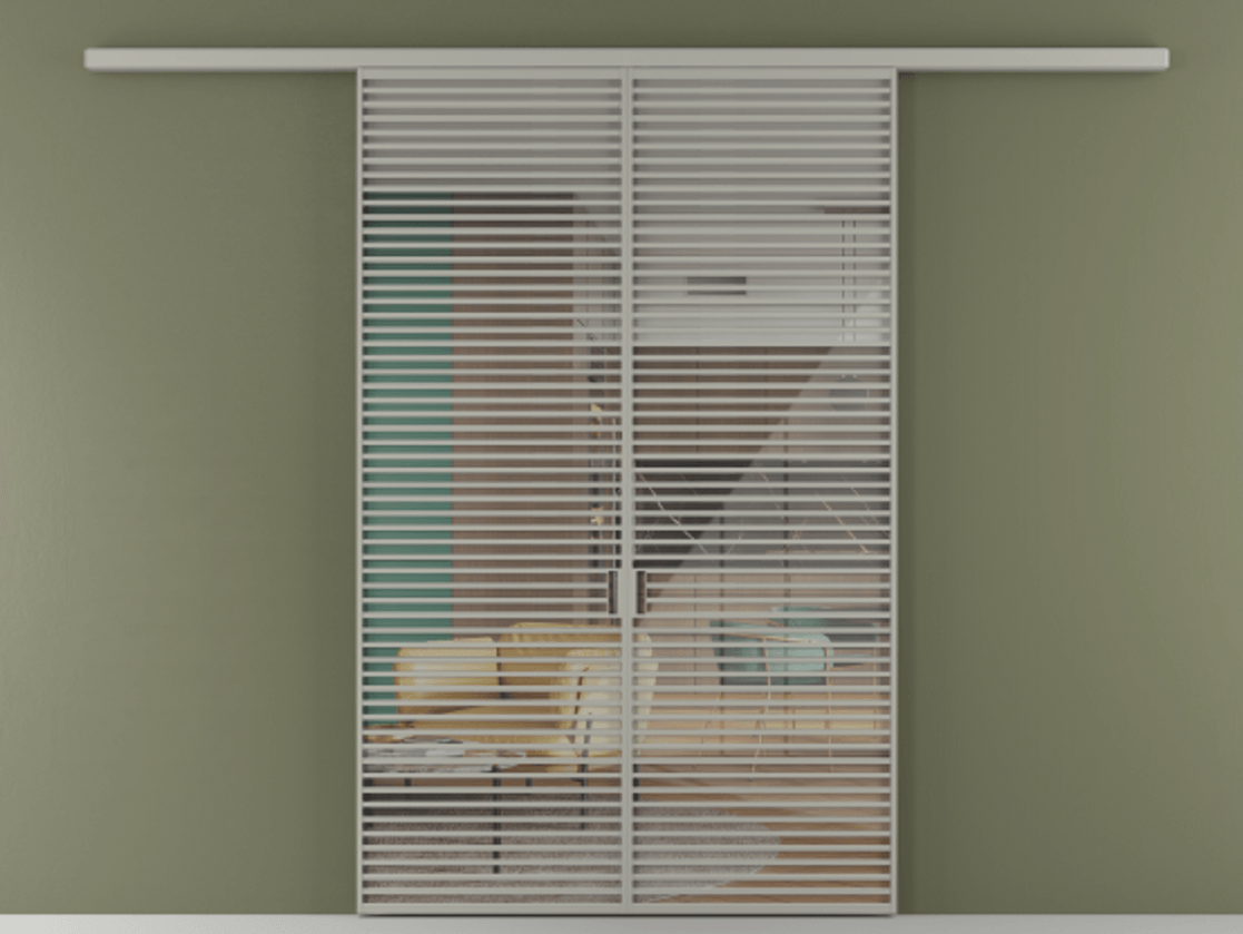 Перегородка Formato вдоль стены 2 створки АЛПР 040.07 Алюминий нейтральный серый Рефлективное прозрачное стекло "Stopsol", калёное Цена 2776800 ₸ | Volhovec