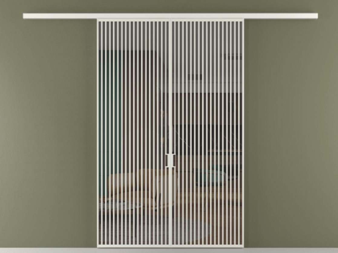 Перегородка Formato вдоль стены 2 створки АЛПР 040.06 Алюминий серый Прозрачное серое стекло, триплекс Цена 2244900 ₸ | Volhovec