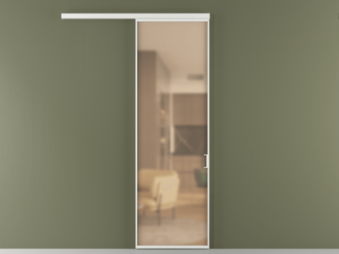 Перегородка Формато вдоль стены 1 створка АЛПР 040.01 Алюминий белоснежный Сатинированное оранжевое стекло, триплекс Цена 769306 ₸  | Volhovec