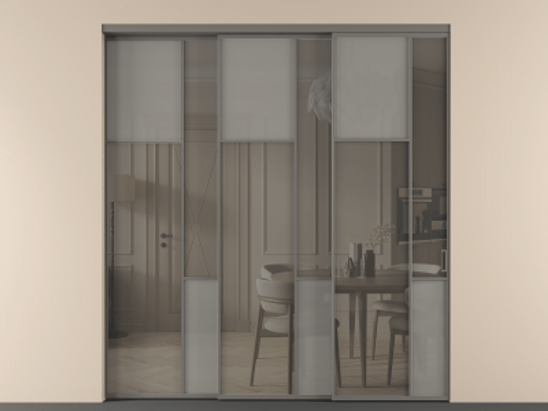 Перегородка Mosaic внутри проёма 3 створки с синхронным механизмом АЛПР 041.10 Алюминий классический серый Сатинированное серое стекло, триплекс, 6 мм + Прозрачное серое стекло, триплекс. Цена 2729310 ₸ . Фабрика дверей Волховец 8 (800) 551 43 19 Перегородка Mosaic внутри проёма 3 створки с синхронным механизмом АЛПР 041.10 Алюминий классический серый Сатинированное серое стекло, триплекс, 6 мм + Прозрачное серое стекло, триплекс Цена 2729310 ₸ | Volhovec