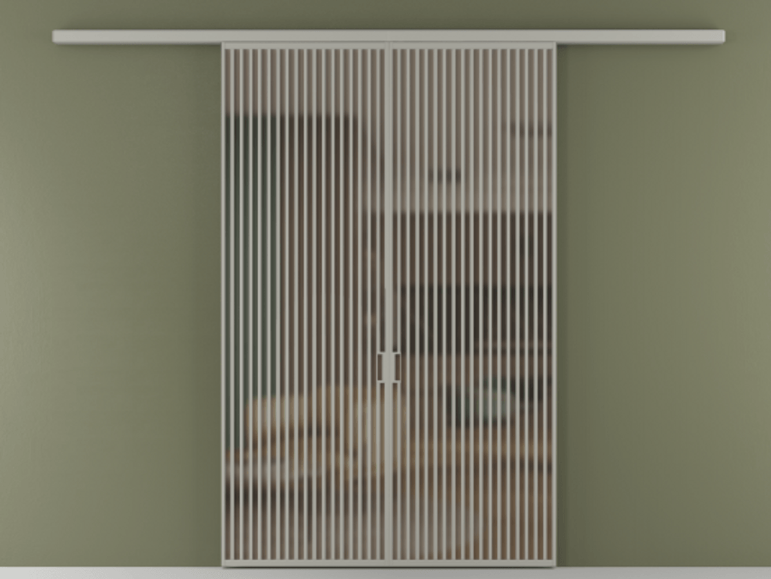 Перегородка Formato вдоль стены двустворчатая АЛПР 040.06 Алюминий нейтральный серый Сатинированное бронзовое стекло, триплекс Цена 2244900 ₸ | Volhovec