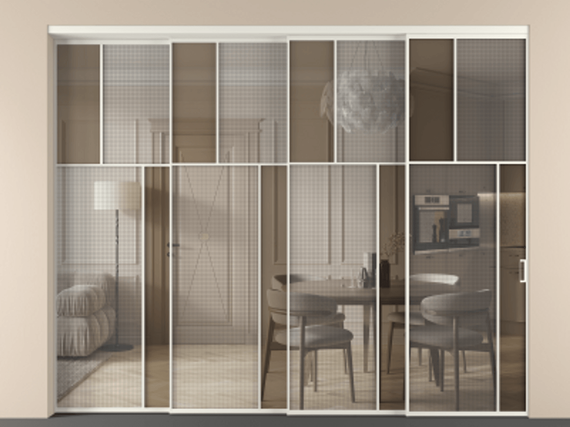Перегородка Mosaic внутри проема телескопик синхро-4 #VENDORCODE# #FURNISH# #GLASS# Цена #PRICE# #CURRENCY# | Volhovec