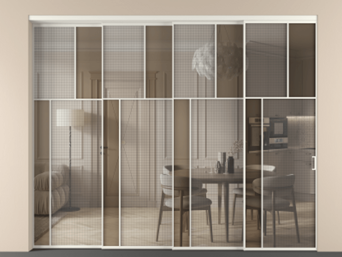 Перегородка Mosaic внутри проема телескопик синхро-4 #VENDORCODE# #FURNISH# #GLASS# Цена #PRICE# #CURRENCY# | Volhovec