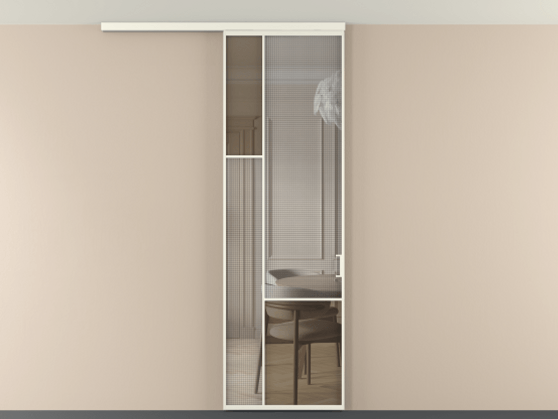 Перегородка Mosaic вдоль стены на потолок 1 створка АЛПР 041.13 Алюминий жемчужный Декоративное стекло с сеткой "Mesh silver", триплекс, 6 мм + Прозрачное бронзовое стекло, триплекс. Цена 880090 ₸ . Фабрика дверей Волховец 8 (800) 551 43 19 Перегородка Mosaic вдоль стены на потолок 1 створка АЛПР 041.13 Алюминий жемчужный Декоративное стекло с сеткой "Mesh silver", триплекс, 6 мм + Прозрачное бронзовое стекло, триплекс Цена 880090 ₸ | Volhovec