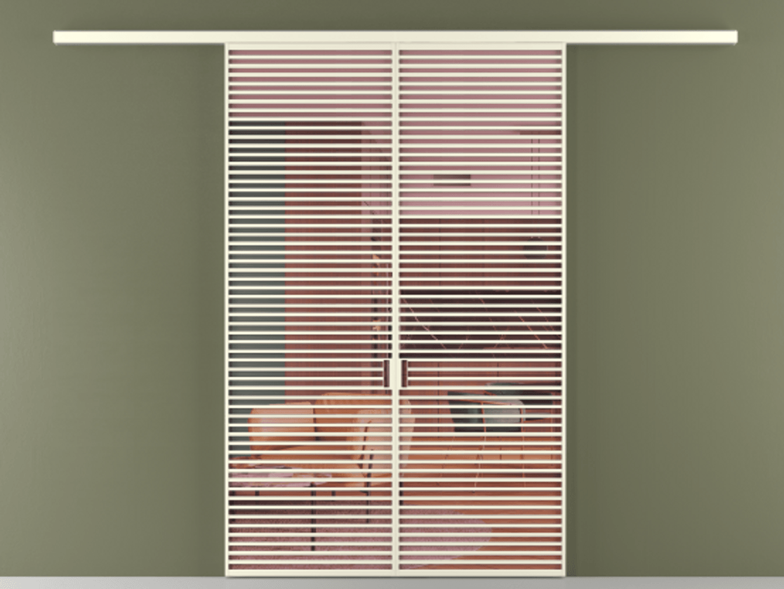 Перегородка Formato вдоль стены 2 створки АЛПР 040.07 Алюминий молочно-белый Прозрачное розовое стекло, триплекс Цена 2244900 ₸ | Volhovec