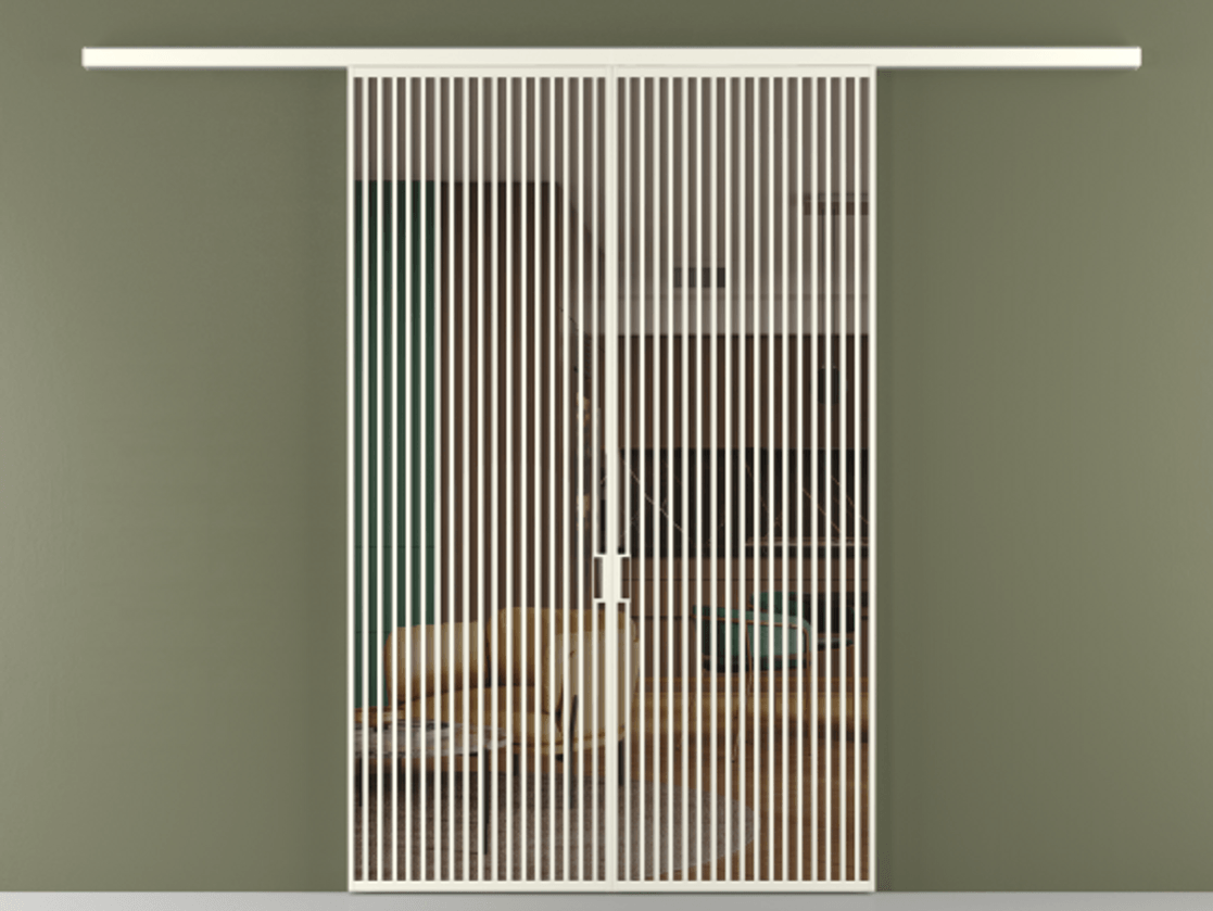 Перегородка Formato вдоль стены 2 створки АЛПР 040.06 Алюминий жемчужный Прозрачное бронзовое стекло, триплекс Цена 2244900 ₸ | Volhovec