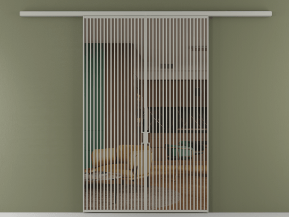 Перегородка Formato вдоль стены 2 створки АЛПР 040.06 Алюминий нейтральный серый Прозрачное бронзовое стекло, триплекс Цена 2244900 ₸ | Volhovec