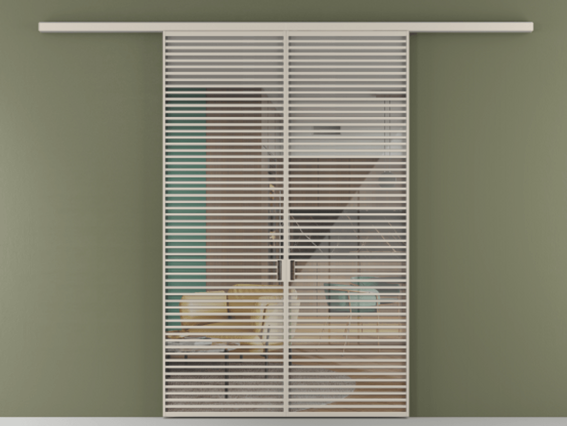 Перегородка Formato вдоль стены 2 створки АЛПР 040.07 Алюминий светло-бежевый Рефлективное прозрачное стекло "Stopsol", калёное Цена 2776800 ₸ | Volhovec