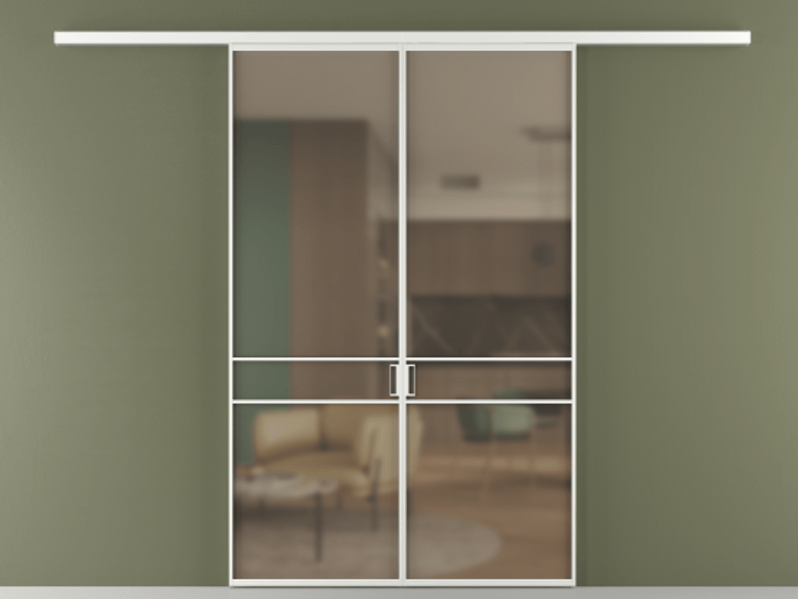 Перегородка Formato вдоль стены 2 створки АЛПР 040.02 Алюминий белоснежный Сатинированное бронзовое стекло, триплекс Цена 1266470 ₸ | Volhovec