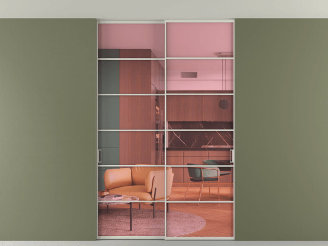 Перегородка Formato внутри проёма скрытое крепление в потолок 2 створки АЛПР 040.04 Алюминий тёплый серый Прозрачное розовое стекло, триплекс. Цена 1686100 ₸ 1. Полотно 2 шт. (800/2100 мм)
2. Комплект установки раздвижной системы
3. Базовый комплект фурнитуры
4. Ручка RONDO. Фабрика дверей Волховец 8 (800) 551 43 19 Перегородка Formato внутри проёма скрытое крепление в потолок 2 створки АЛПР 040.04 Алюминий тёплый серый Прозрачное розовое стекло, триплекс Цена 1686100 ₸ | Volhovec