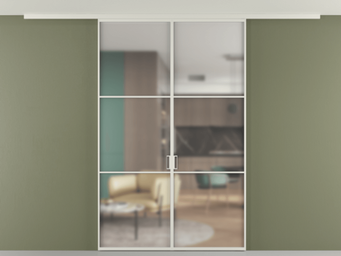 Перегородка Formato вдоль стены на потолок двустворчатая #VENDORCODE# #FURNISH# #GLASS# Цена #PRICE#  | Volhovec