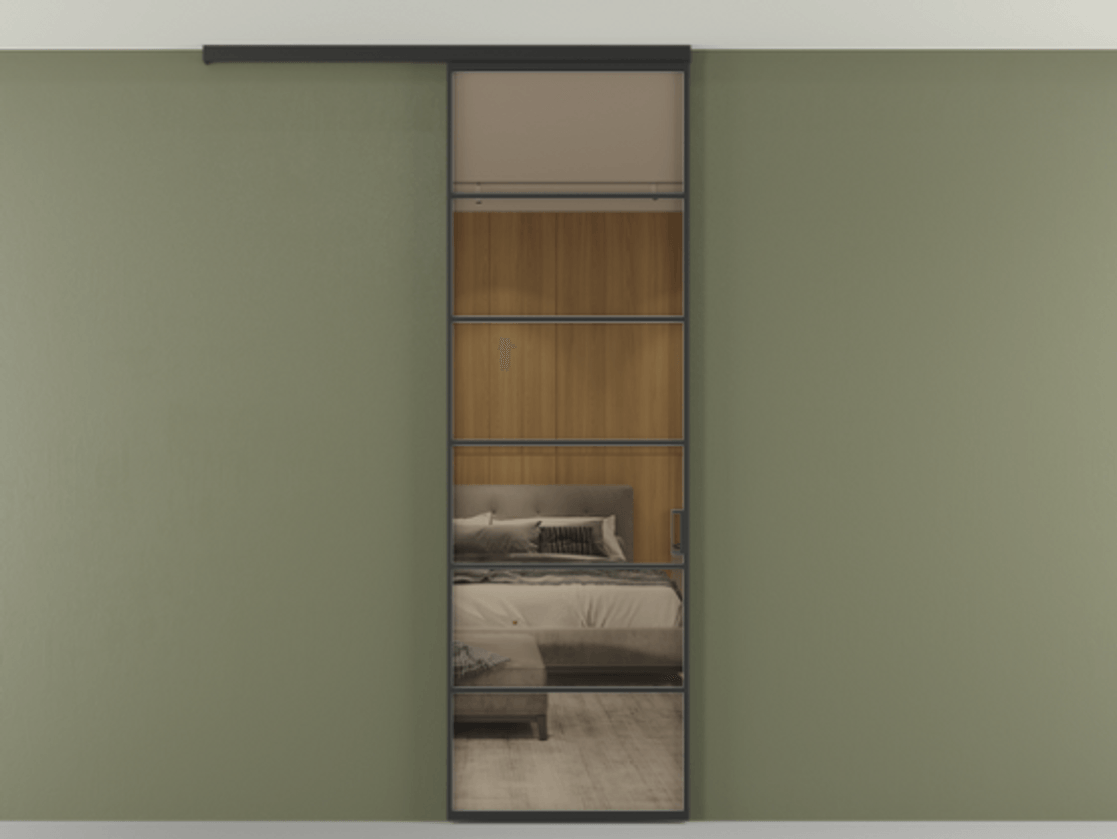 Перегородка Formato вдоль стены на потолок одностворчатая #VENDORCODE# #FURNISH# #GLASS# Цена #PRICE# #CURRENCY# | Volhovec