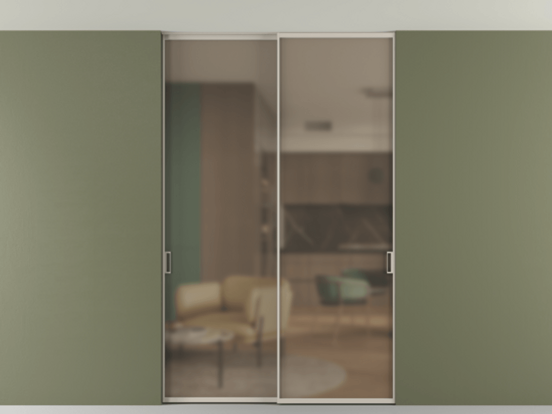 Перегородка Formato внутри проёма двустворчатая со скрытым креплением в потолок АЛПР 040.01 Алюминий светло-бежевый Сатинированное бронзовое стекло, триплекс. Цена 1632630 ₸ 1. Полотно 2 шт. (800/2100 мм)
2. Комплект установки раздвижной системы
3. Базовый комплект фурнитуры
4. Ручка RONDO. Фабрика дверей Волховец 8 (800) 551 43 19 Перегородка Formato внутри проёма двустворчатая со скрытым креплением в потолок АЛПР 040.01 Алюминий светло-бежевый Сатинированное бронзовое стекло, триплекс Цена 1632630 ₸ | Volhovec