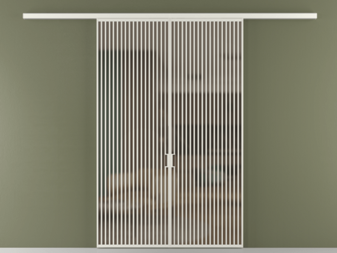 Перегородка Formato вдоль стены 2 створки АЛПР 040.06 Алюминий серый Сатинированное бронзовое стекло, триплекс Цена 2244900 ₸ | Volhovec