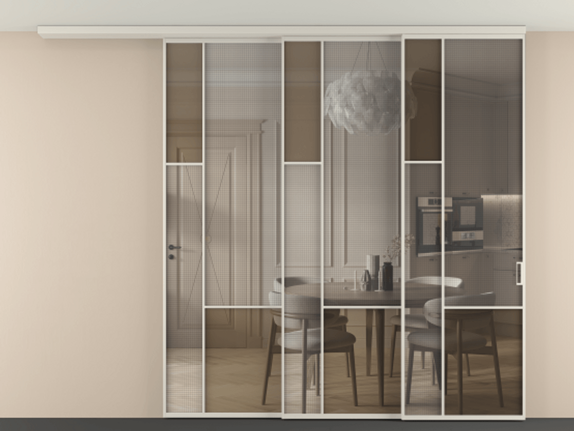Перегородка Mosaic вдоль стены телескопик синхро-3 #VENDORCODE# #FURNISH# #GLASS# Цена #PRICE# #CURRENCY# | Volhovec