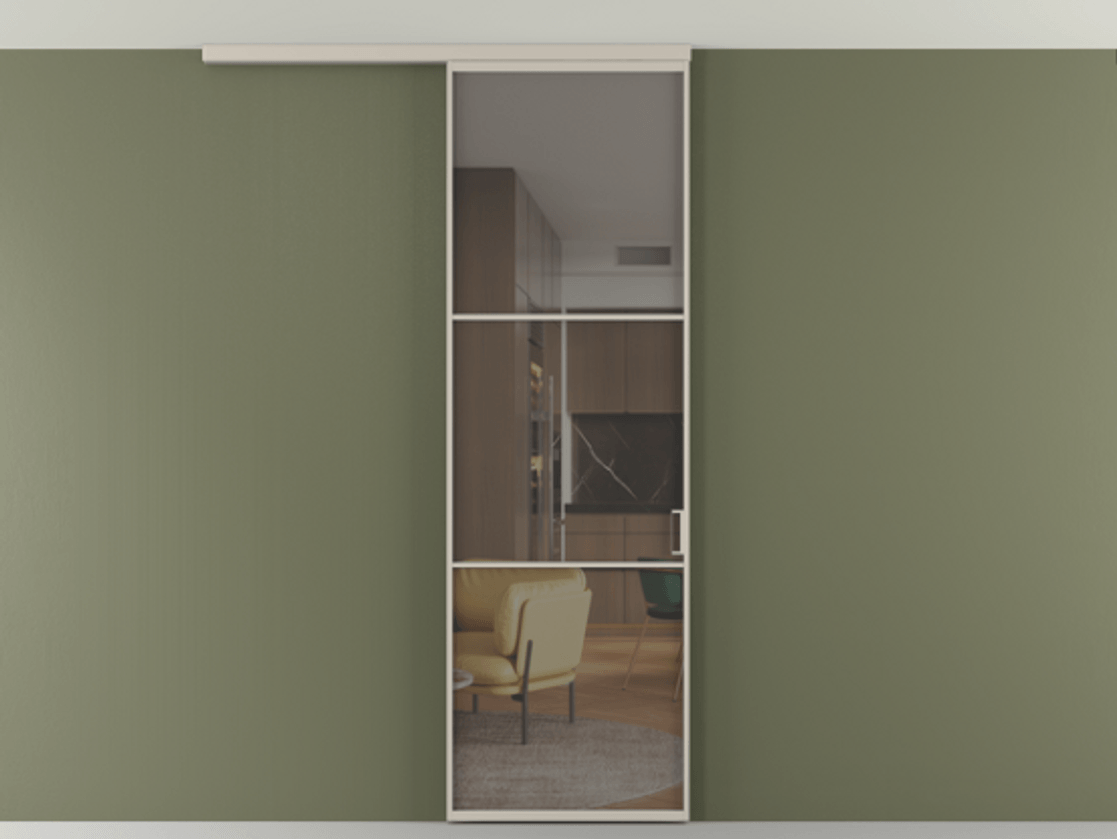 Перегородка Formato вдоль стены на потолок одностворчатая #VENDORCODE# #FURNISH# #GLASS# Цена #PRICE# #CURRENCY# | Volhovec