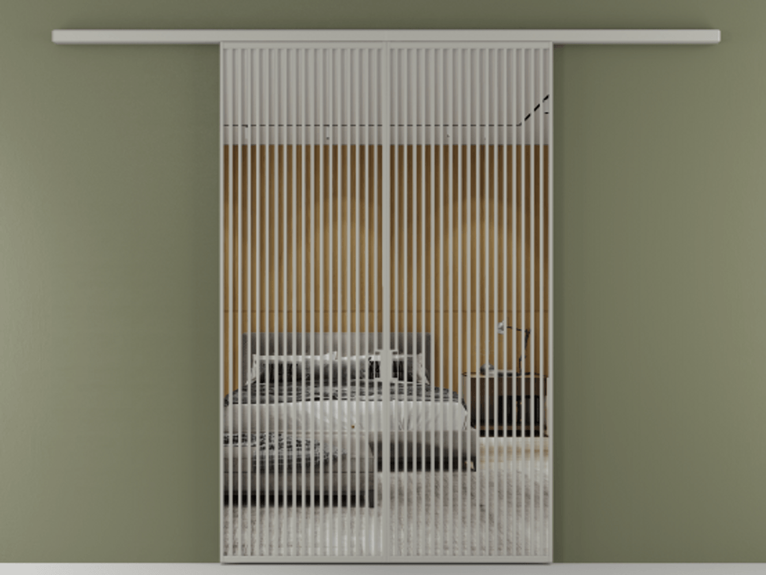 Перегородка Formato вдоль стены 2 створки АЛПР 040.06 Алюминий нейтральный серый Двустороннее зеркало, триплекс , триплекс 6 мм Цена 2244900 ₸ | Volhovec