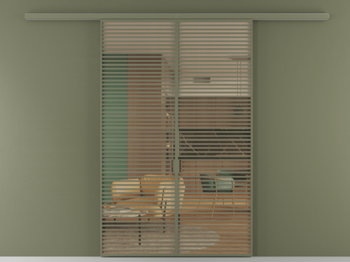 Перегородка Formato вдоль стены 2 створки АЛПР 040.07 Алюминий оливковый тёмный Прозрачное оранжевое стекло, триплекс Цена 2244900 ₸ | Volhovec