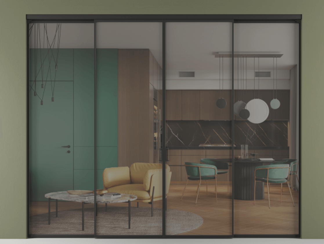 Перегородка Formato внутри проёма четырёхстворчатая #VENDORCODE# #FURNISH# #GLASS# Цена #PRICE#  | Volhovec