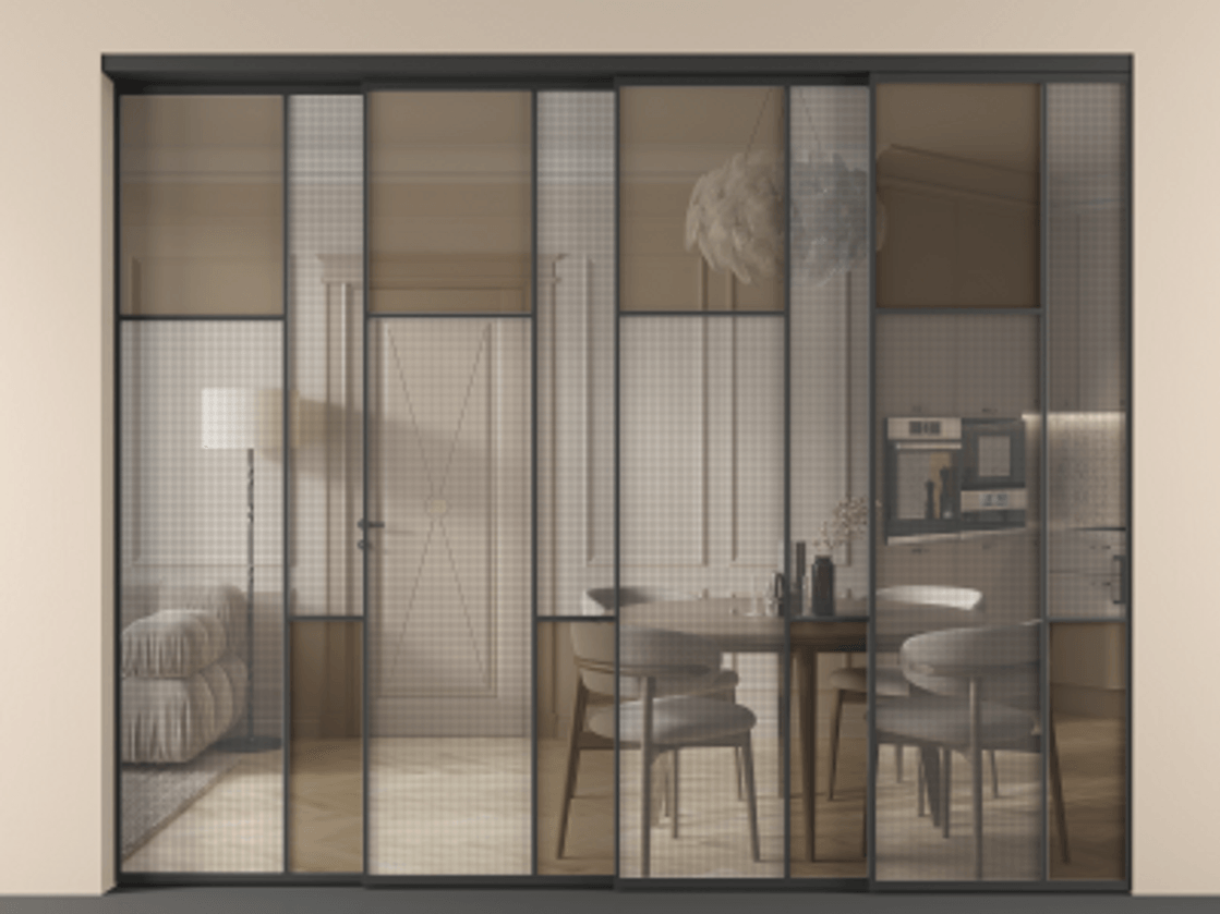 Перегородка Mosaic внутри проема телескопик синхро-4 #VENDORCODE# #FURNISH# #GLASS# Цена #PRICE# #CURRENCY# | Volhovec