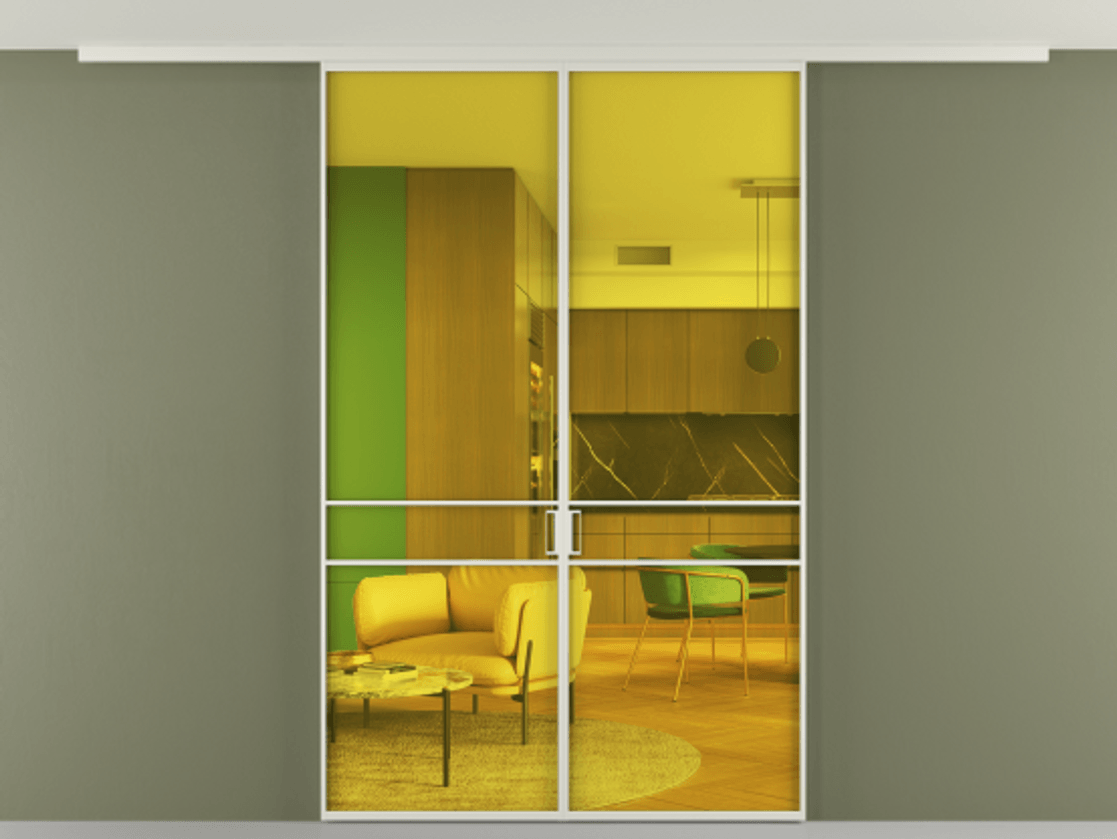 Перегородка Formato вдоль стены на потолок двустворчатая #VENDORCODE# #FURNISH# #GLASS# Цена #PRICE# #CURRENCY# | Volhovec