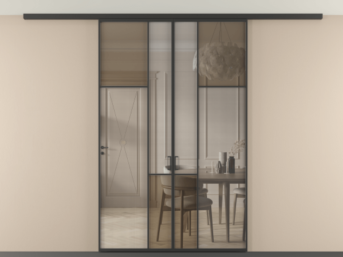 Перегородка Mosaic вдоль стены на потолок двустворчатая #VENDORCODE# #FURNISH# #GLASS# Цена #PRICE#  | Volhovec