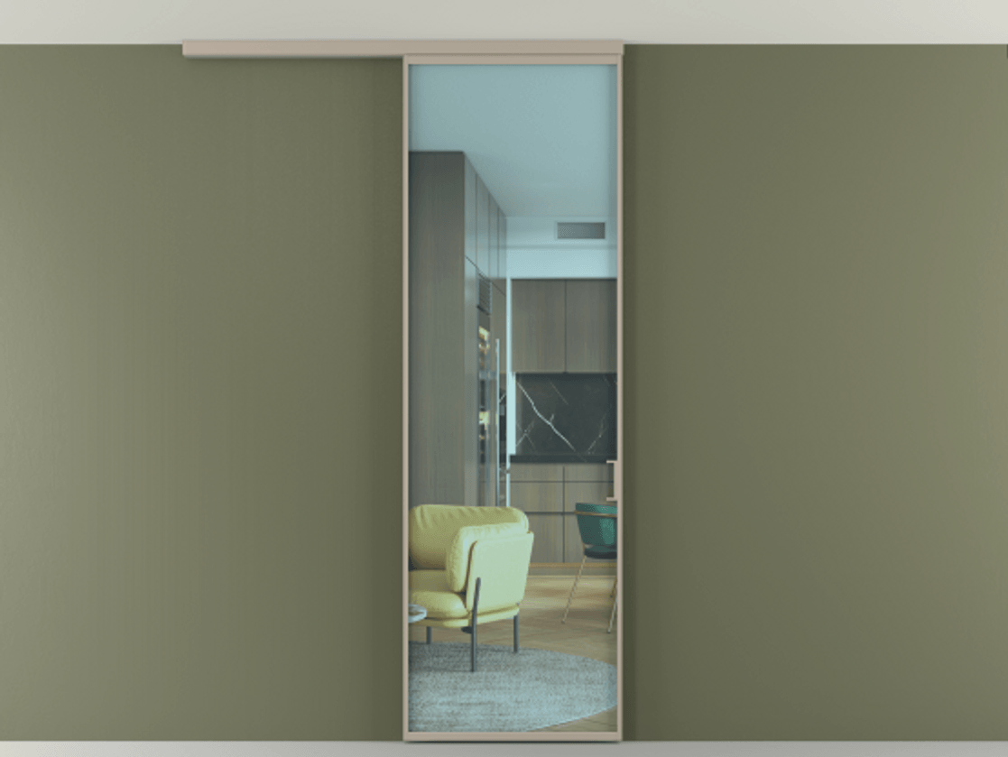 Перегородка Formato вдоль стены на потолок одностворчатая #VENDORCODE# #FURNISH# #GLASS# Цена #PRICE# #CURRENCY# | Volhovec