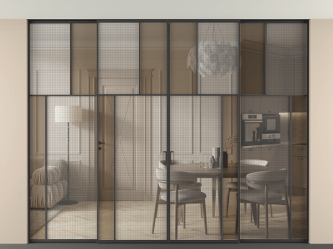 Перегородка Mosaic внутри проема четырёхстворчатая в потолок #VENDORCODE# #FURNISH# #GLASS# Цена #PRICE#  | Volhovec