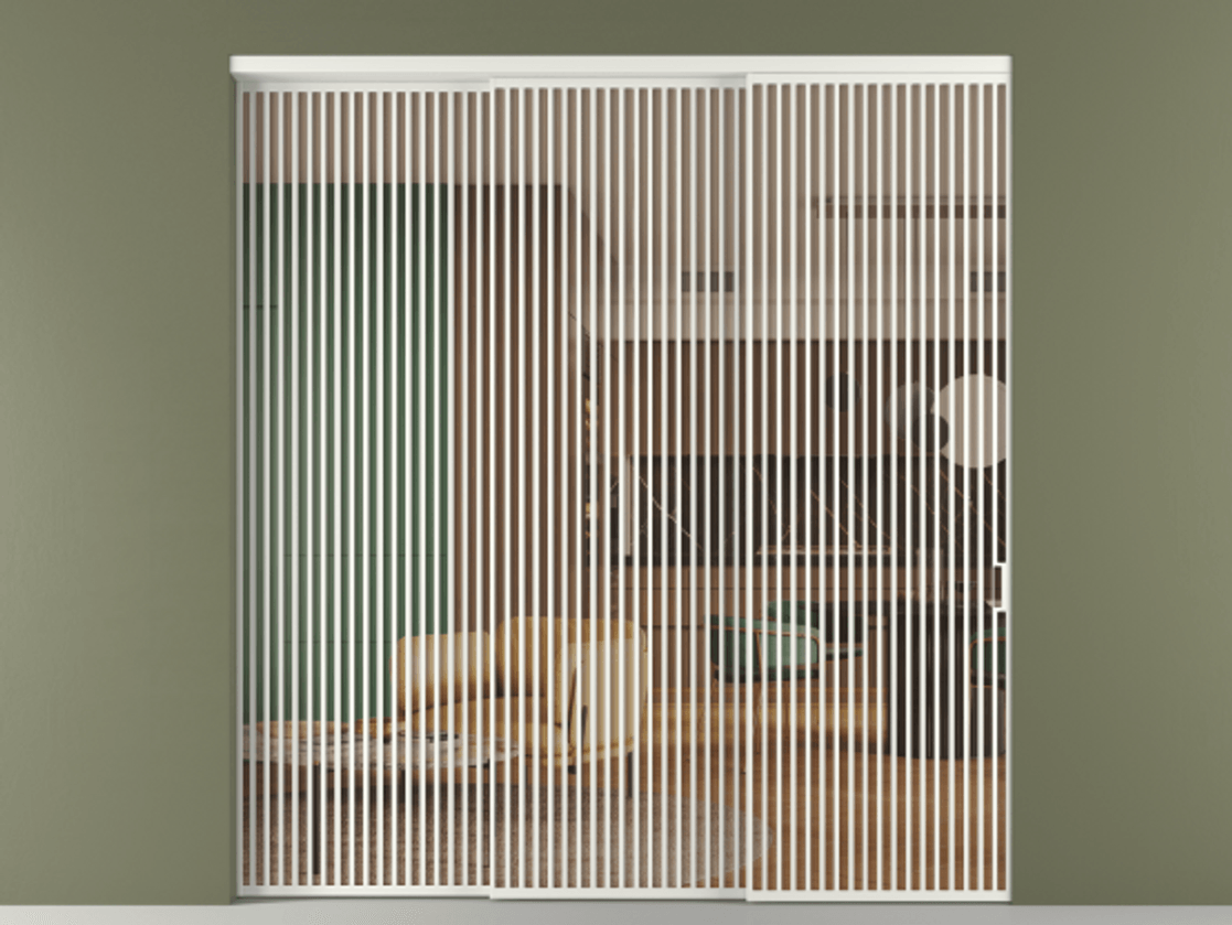 Перегородка Формато внутри проёма 3 створки с синхронным механизмом АЛПР 040.06 Алюминий светло-серый Прозрачное оранжевое стекло, триплекс Цена 4382834 ₸  | Volhovec