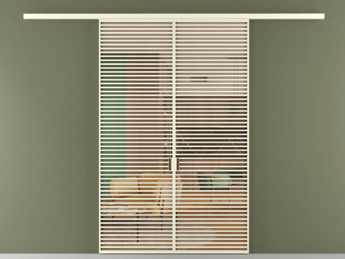 Перегородка Formato вдоль стены 2 створки АЛПР 040.07 Алюминий молочно-белый Прозрачное оранжевое стекло, триплекс Цена 2244900 ₸ | Volhovec