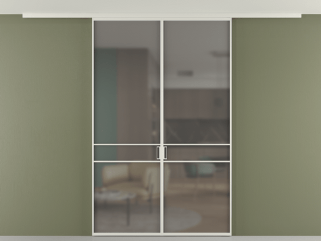 Перегородка Formato вдоль стены на потолок двустворчатая #VENDORCODE# #FURNISH# #GLASS# Цена #PRICE# #CURRENCY# | Volhovec