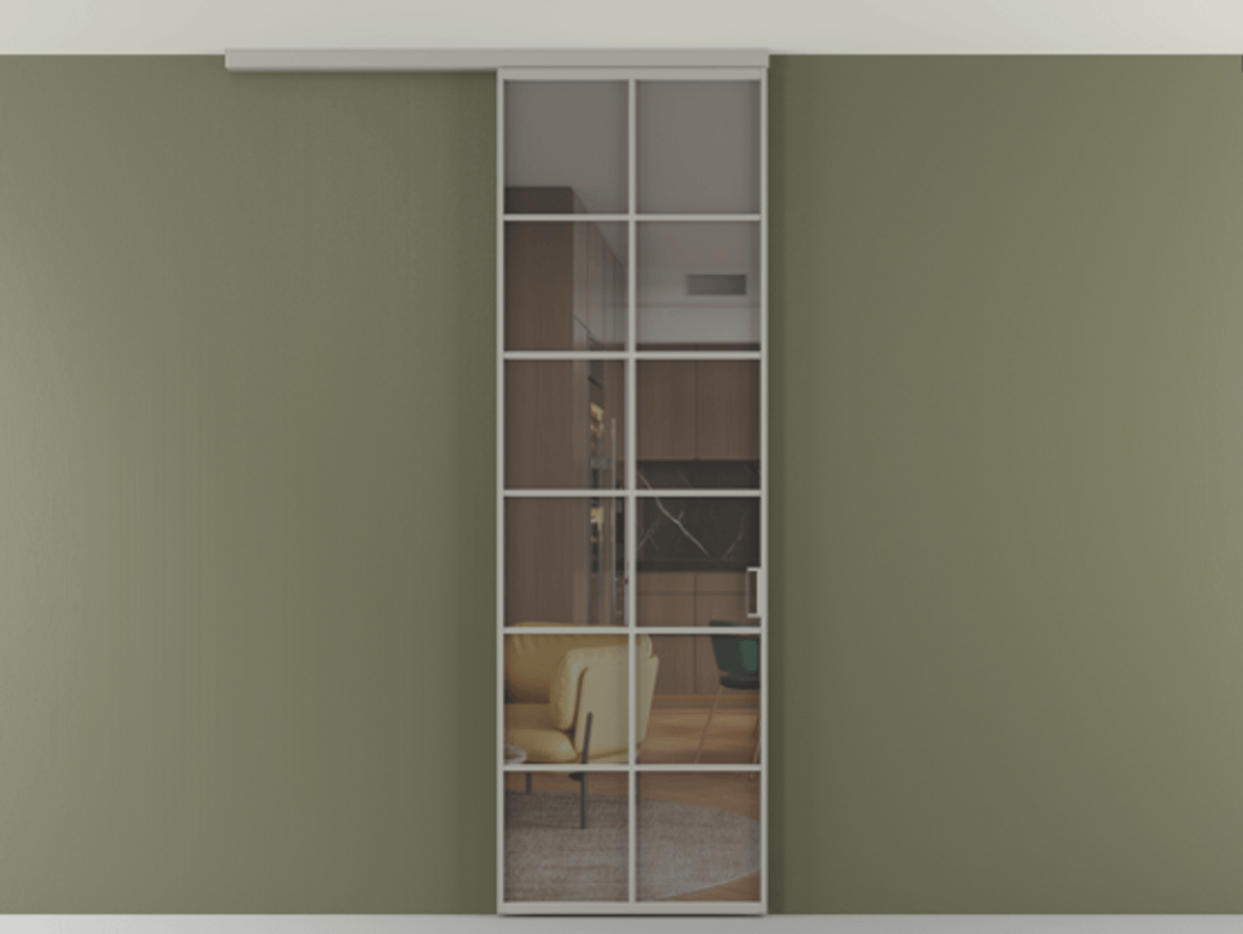 Перегородка Formato вдоль стены на потолок одностворчатая #VENDORCODE# #FURNISH# #GLASS# Цена #PRICE# #CURRENCY# | Volhovec