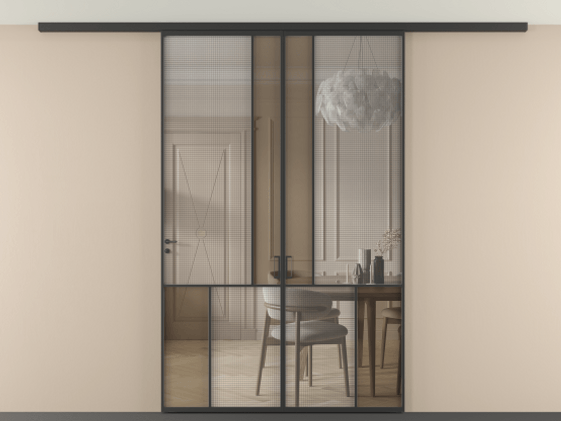 Перегородка Mosaic вдоль стены на потолок двустворчатая #VENDORCODE# #FURNISH# #GLASS# Цена #PRICE#  | Volhovec